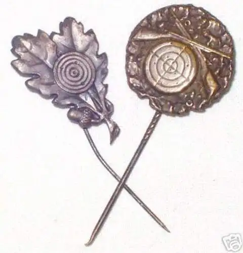 2 Anstecknadeln Schützenabzeichen um 1930