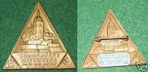 seltenes Abzeichen Sängerfest Mittweida 31.8.-1.9.1929