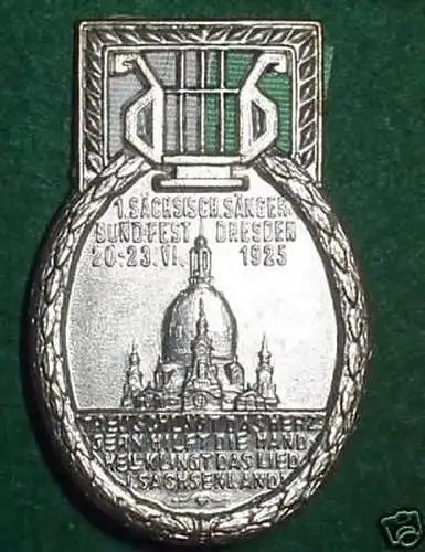 Abzeichen 1. sächs. Sänger Bundesfest Dresden 1925