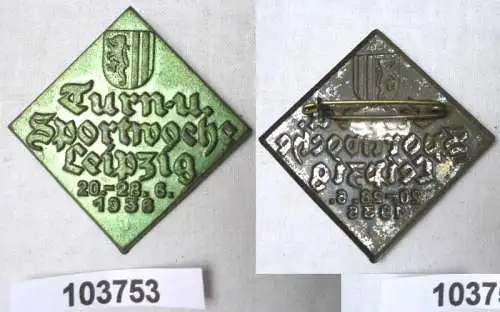 Blech Abzeichen Turn- und Sportwoche Leipzig 1936
