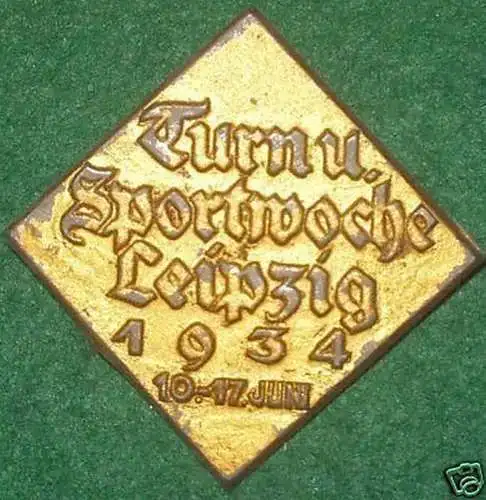 altes Abzeichen Leipziger Sportwoche 1934