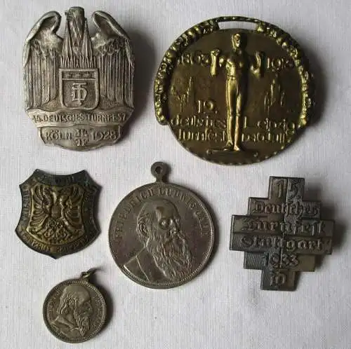Konvolut 6 Abzeichen Deutsches Turnfest Stuttgart, Köln, Leipzig, usw. (113741)