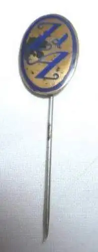 emaillierte Anstecknadel mit Initialen Z & A um 1920
