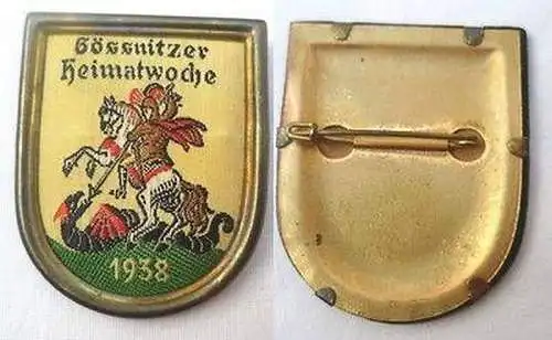 seltenes gesticktes Blech Abzeichen Gössnitzer Heimatwoche 1938
