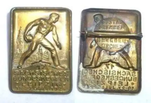 seltenes Abzeichen 17. Sächs. Bundeskegeln Leipzig 1924