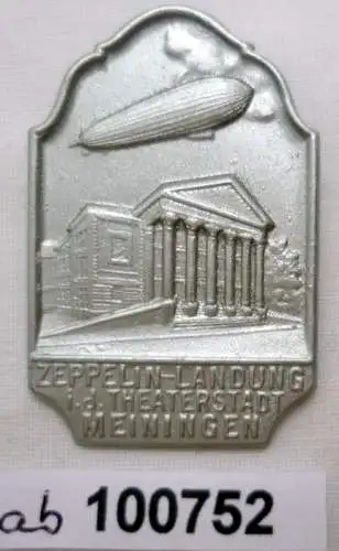 seltenes Blech Abzeichen Zeppelin Landung in der Theaterstadt Meiningen