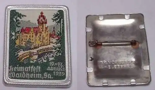 gesticktes Abzeichen Heimatfest Waldheim in Sa. 1939