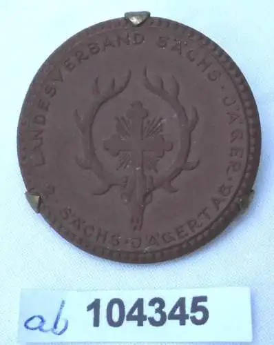 altes Porzellan Abzeichen Landesverband sächsischer Jäger 2. sächs. Jägertag