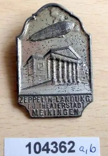 seltenes Abzeichen Zeppelin Landung in der Theaterstadt Meiningen