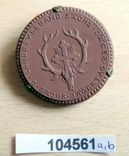 seltenes Abzeichen Porzellan 2. Sächsischer Jägertag Landesverband um 1925