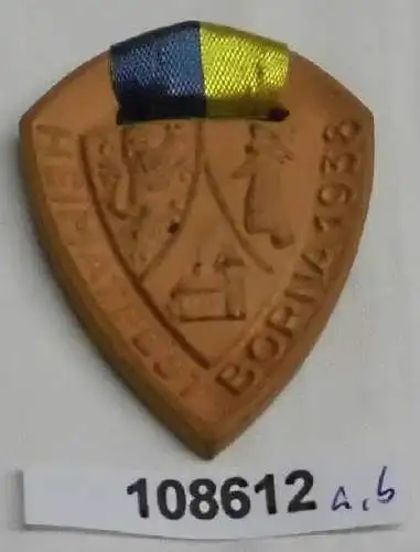 altes Abzeichen aus Ton / Keramik Heimatfest Borna 1938