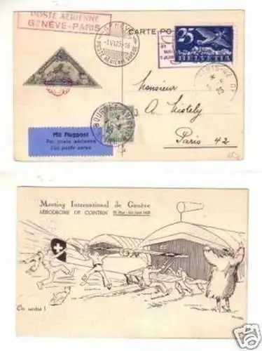 34047 Humor Ak Flugpost Genf Schweiz 1925