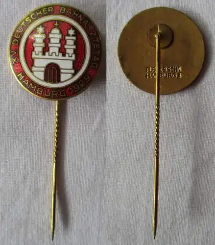 emaillierte Anstecknadel XV. Deutscher Bahnärztetag Hamburg 1929 (106397)