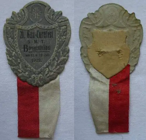 altes Papp Abzeichen 21.Gau Turnfest 5 M.T. Berggießhübel 1922 (157521)