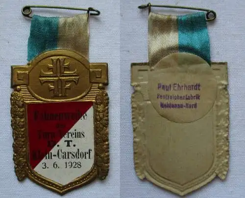 altes Papp Abzeichen Fahnenweihe des M.Turnverein Klein-Carsdorf 1928 (155585)