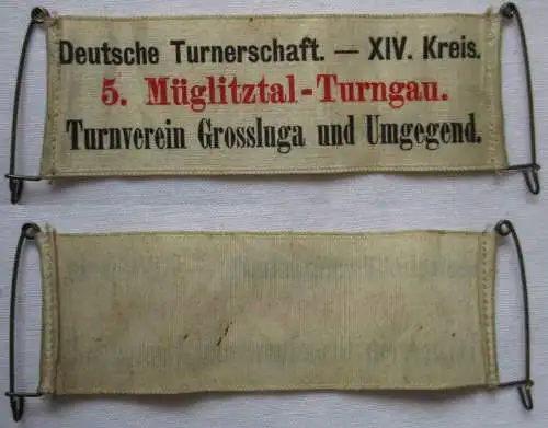 altes Stoff Sport Abzeichen Turnverein Grossluga und Umgegend um 1920 (150433)