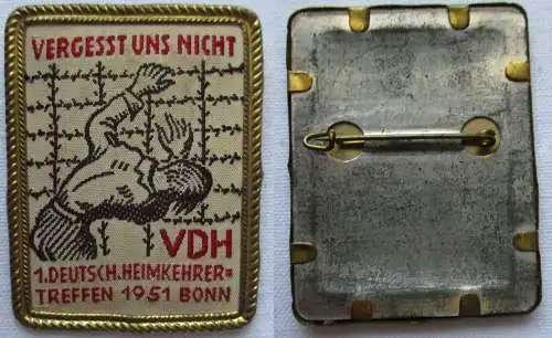 gesticktes Blech Abzeichen VDH 1.Dt.Heimkehrer Treffen Bonn 1951 (155406)