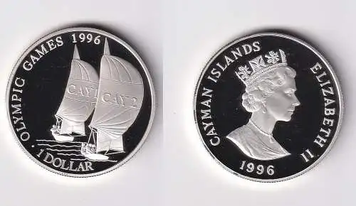 1 Dollar Silber Münze Cayman Islands Olympic Games Segeln 1996 PP (170213)