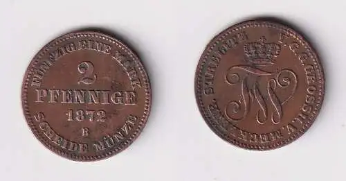 2 Pfennig Kupfer Münze Mecklenburg Schwerin 1872 B ss (170237)