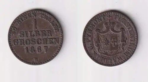 1 Silbergroschen Münze Waldeck-Pyrmont 1867 B Georg Victor 1852-1893 (170156)