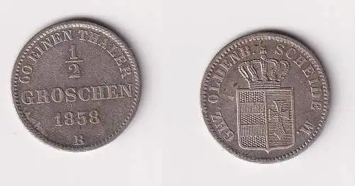 1 /2 Silber Groschen Münze Großherzogtum Oldenburg 1858 B ss+ (170585)