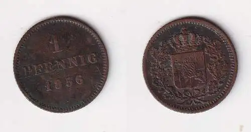1 Pfennig Kupfer Münze Bayern 1856 ss (170192)