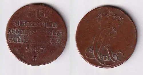 1 Sechsling Kupfer Münze Schleswig Holstein 1787 f.ss (170115)