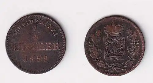1/4 Kreuzer Kupfer Münze Schwarzburg Rudolstadt 1859 ss+ (170289)