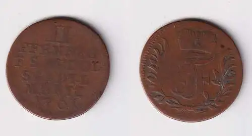2 Pfennig Kupfer Münze Schwarzburg Rudolstadt 1761 s/ss (170587)