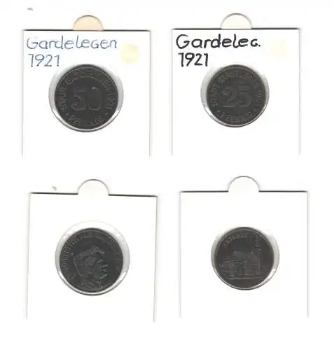 25 & 50 Pfennig Münze Notgeld Stadt Gardelegen 1921 (154821)