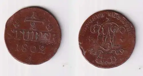 1/2 Stüber Kupfer Münze Herzogtum Berg 1802 s/ss (170118)
