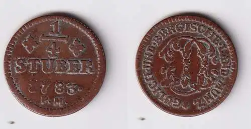 1/4 Stuber Kupfer Münze 1783 Jülich Berg ss (170235)