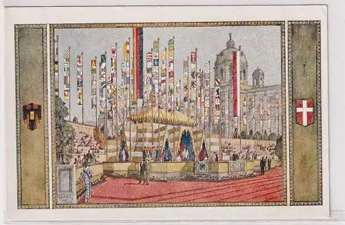 47721 Fest-Postkarte 10. Deutsches Sängerbundesfest Wien 1928 Festzelt Burgring