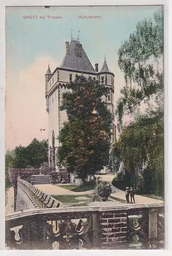 36334 Ak Grätz Hradec nad Moravicí bei Troppau Opava Schlossturm 1908