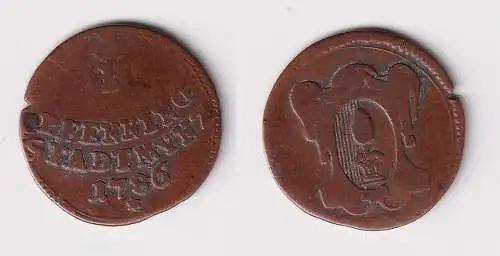 1 Pfennig Kupfer Münze Stadtmünze Augsburg 1786 s/f.ss (170303)