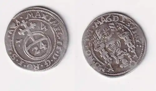 1/24 Taler Silber Münze Stadt Magdeburg 1574 ss (170423)