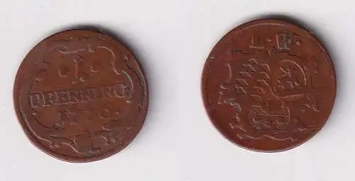 1 Pfennig Kupfer Münze  Löwenstein-Wertheim Grafschaft 1776 (170741)