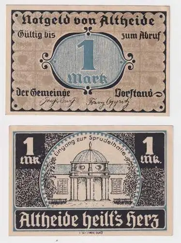 1 Mark Banknote Notgeld Gemeinde Altheide Polanica Zdroj um 1921 (170140)