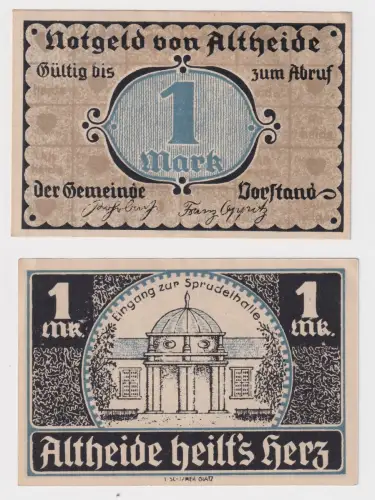 1 Mark Banknote Notgeld Gemeinde Altheide Polanica Zdroj um 1921 (170140)