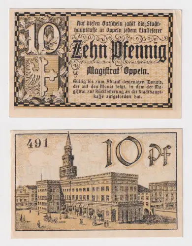 10 Pfennig Banknote Notgeld Stadt Oppeln um 1920 (170425)