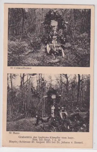 66489 Ak St. Johann v.  Bassel Grabstätte Bayr. Res. Inf. Regt. 1 u. 12 , 1914