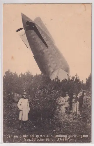 55651 Ak Bei Rethel zur Landung gezwungener franz. Ballon "Elsass" 3. Okt. 1915