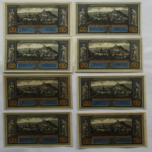 8 Banknoten Notgeld Stadt Bolkenhain in Schlesien ohne Datum (107822)