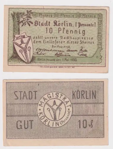 10 Pfennig Banknote Notgeld Stadt Körlin (Persante) 1.5.1920 (170065)