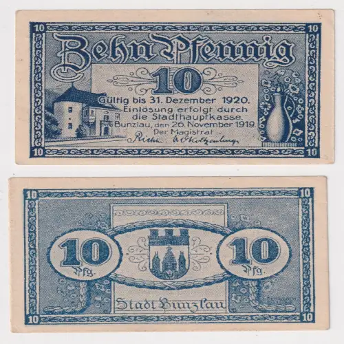 10 Pfennig Banknote Notgeld Stadt Bunzlau Bolesławiec Niederschlesien (170702)