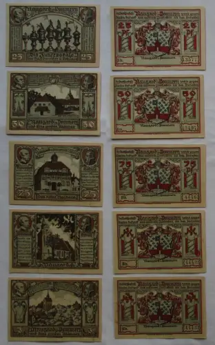 5 Banknoten Notgeld Stadtsparkasse Naugard in Pommern o.D. (1921) (170250)