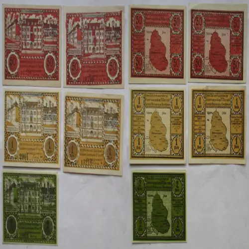 5 Banknoten Notgeld Gemeinde Bielschowitz 1921 (170631)