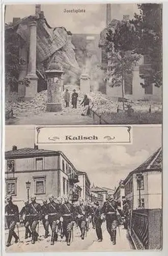 53152 Mehrbild Ak Kalisch Kalisz Josefsplatz und Soldaten 1915