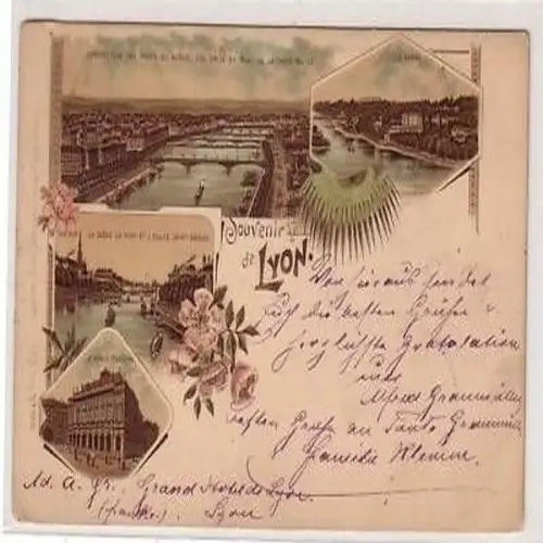 45186 Ak Lithographie Souvenir de Lyon 1899