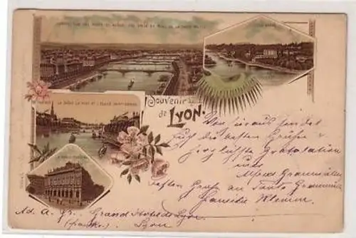 45186 Ak Lithographie Souvenir de Lyon 1899